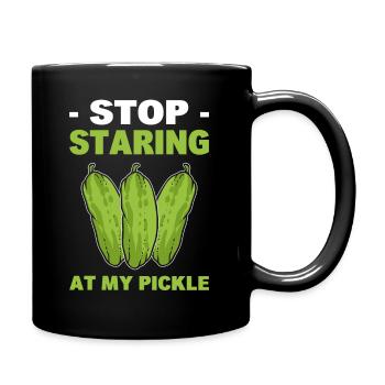 Arrête de regarder mon drôle de mangeur de concombre de cornichon - Mug uni - noir - Droite