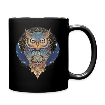 Weisheit der Eule - Tasse einfarbig - Schwarz - Rechts