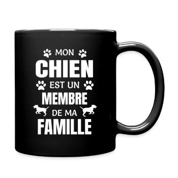 Mon chien est un membre de ma famille - Mug uni - noir - Droite