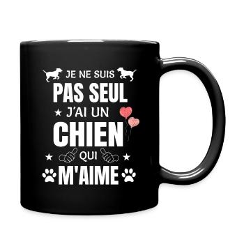 Je ne suis pas seul j'ai un chien qui m'aime - Mug uni - noir - Droite