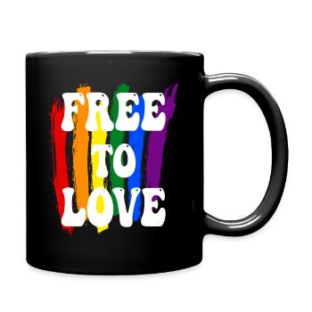 Free To Love LGBTQ Pride - Full Colour Mug - black - Right