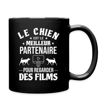 Le chien partenaire pour regarder des films - Mug uni - noir - Droite