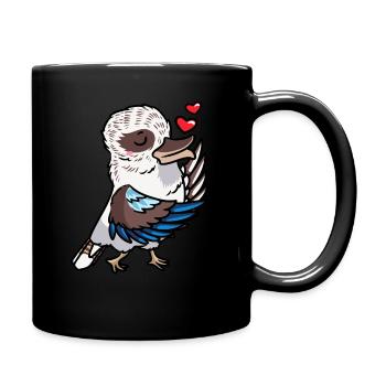 Lachender Hans Vogel Jägerliest Küsse Kawaii - Tasse einfarbig - Schwarz - Rechts