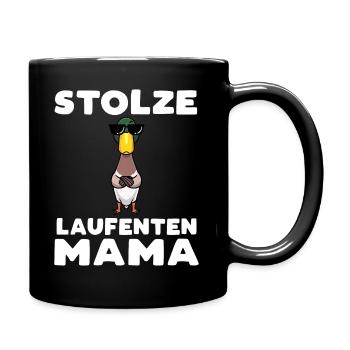 Laufenten Mama - Tasse einfarbig - Schwarz - Rechts