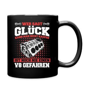 V8 Motor Acht Zylinder Hubraum Motor Tuning Tuner - Tasse einfarbig - Schwarz - Rechts
