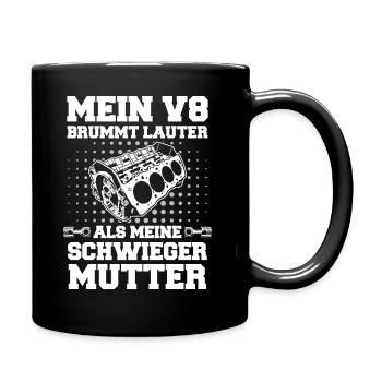 V8 Motor Acht Zylinder Hubraum Motor Tuning Tuner - Tasse einfarbig - Schwarz - Rechts