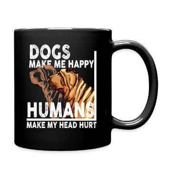 Les chiens me rendent heureux humain me font mal à la tête Doglove - Mug uni - noir - Droite