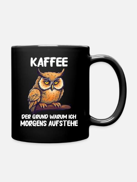 Nachteule Eule Eulen Vogel - Tasse einfarbig - Schwarz