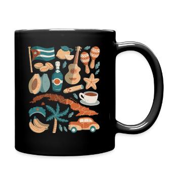 Cuba Doodle Havana Cigar Rhum Rumba des Caraïbes - Mug uni - noir - Droite