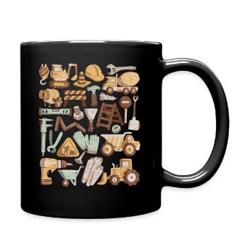 Construction Site Excavator Construction Worker Crane Helmet Tool - Full Colour Mug - black - Right