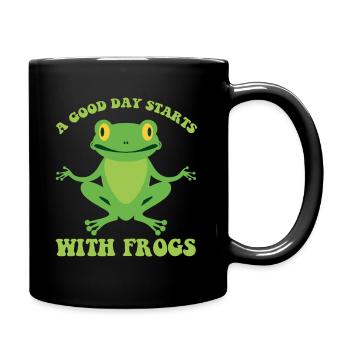 Ein Guter Tag Beginnt Mit Fröschen - Tasse einfarbig - Schwarz - Rechts
