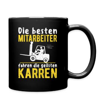 Staplerfahrer Gabelstaplerfahrer Lagerist Stapler - Tasse einfarbig - Schwarz - Rechts