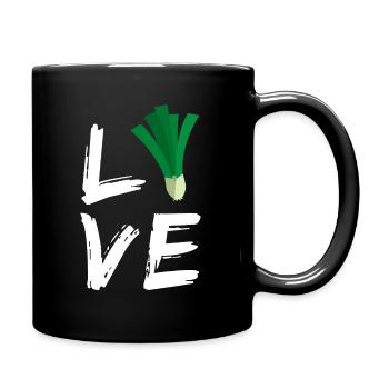 Vegan Vegetarian, Love Green Onions Gardeners - Full Colour Mug - black - Right