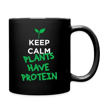 Ruhe bewahren Pflanzen haben Protein vegan - Tasse einfarbig - Schwarz - Rechts