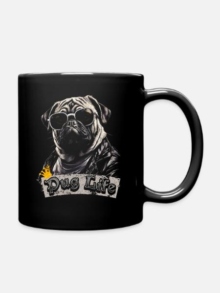 Mops-Leben - Tasse einfarbig - Schwarz
