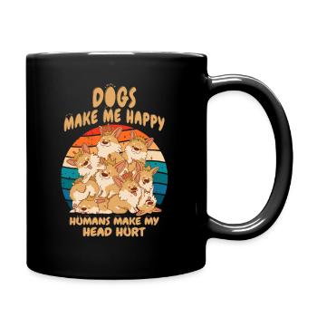 Les chiens me rendent heureux humain me font mal à la tête Doglove - Mug uni - noir - Droite