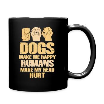 Les chiens me rendent heureux humain me font mal à la tête Doglove - Mug uni - noir - Droite