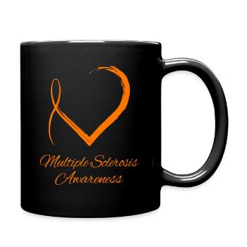 Stylish Ribbon Heart Multiple Sclerosis Awareness - Full Colour Mug - black - Right