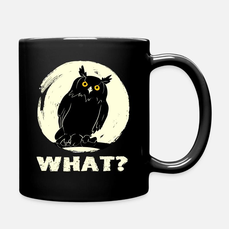 Owl demande avec scepticisme: Quoi? Drôle de hibou disant - Mug uni - noir