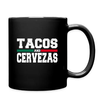Tacos and Cervezas Funny Mexico Cinco de Mayo - Full Colour Mug - black - Right