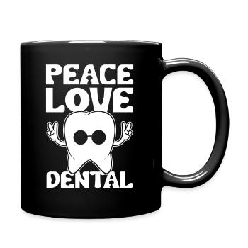 Peace Love Dental Zahnarzthelferin - Tasse einfarbig - Schwarz - Rechts