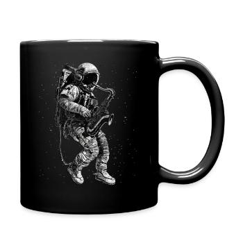 sax astronaut saxophonist space saxophone - Full Colour Mug - black - Right