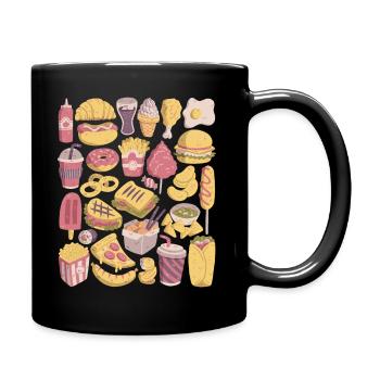 Fast Food Doodles Junk Food Snacks Unhealthy Delicious - Full Colour Mug - black - Right
