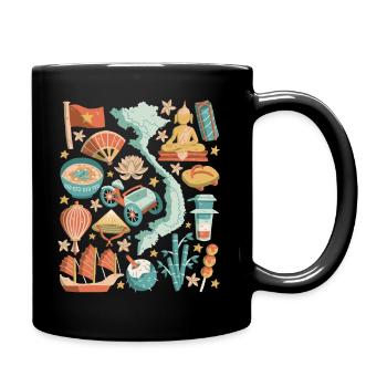 Vietnam Doodles Asia Hanoi Saigon Pho Banh Mi - Mug uni - noir - Droite