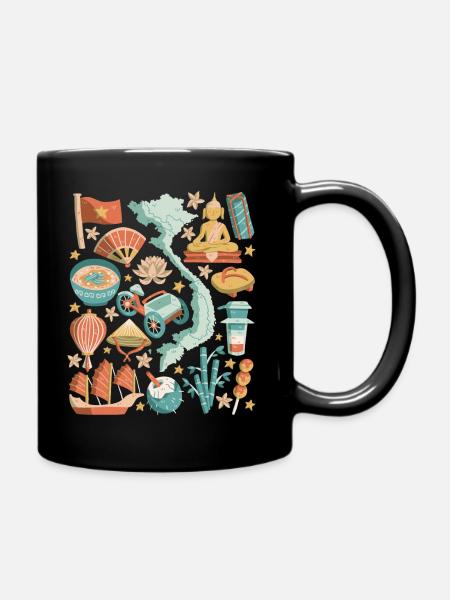 Vietnam Doodles Asia Hanoi Saigon Pho Banh Mi - Mug uni - noir