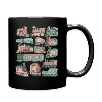 Train Doodles Locomotive Railway Locomotive Tracks Railway - Full Colour Mug - black - Right