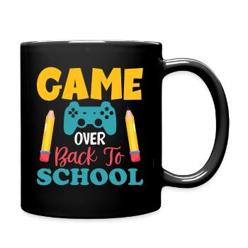 Game over back to school, start of school summer holidays - Full Colour Mug - black - Right