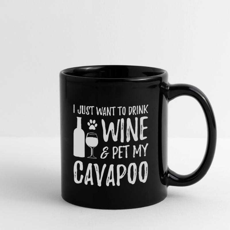 Wine and Cavapoo, for Cavapoo Dog Full Colour Mug