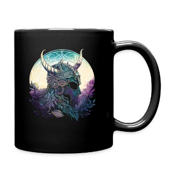 Wikingerhelm Runen Wikingerkrieger Nordische - Tasse einfarbig - Schwarz - Rechts