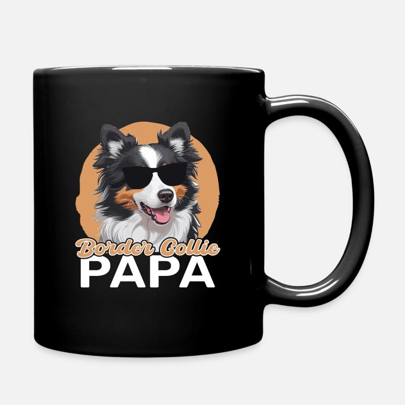 Border Collie Papa - Tasse einfarbig - Schwarz