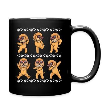 Goldendoodle dog dancing with sunglasses - Full Colour Mug - black - Right