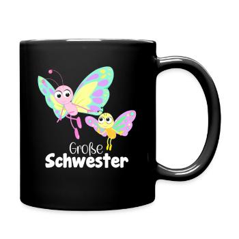 Große Schwester Schmetterling - Tasse einfarbig - Schwarz - Rechts