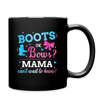 Geschlecht enthüllen Stiefel oder Schleifen Mama passend Baby - Tasse einfarbig - Schwarz - Rechts