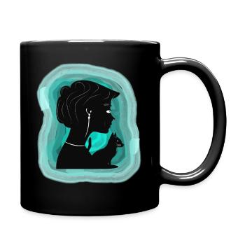 Liebevolle Katze zeigt ihre Zuneigung - Tasse einfarbig - Schwarz - Rechts
