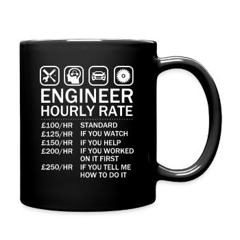 Engineer Hourly Rate Price Chart Labor Rates - Full Colour Mug - black - Right