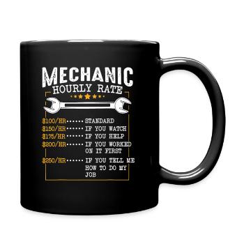 Mechaniker Stundensatz Arbeitssätze, Mitarbeiter Auto - Tasse einfarbig - Schwarz - Rechts
