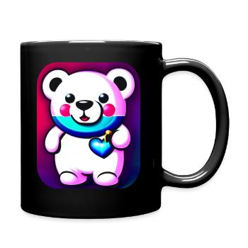 Mignon ours en peluche mignon avec du cœur - Mug uni - noir - Droite