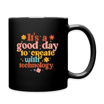 Good Day To Create With Technology Groovy Teacher - Full Colour Mug - black - Right