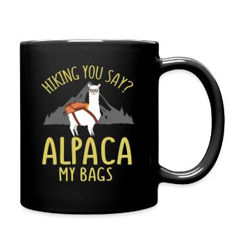 Vatertagsgeschenk Wandern Alpaka Wortspiel - Tasse einfarbig - Schwarz - Rechts