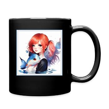 Anime Girl Japanese Aesthetic Anime Gift - Full Colour Mug - black - Right