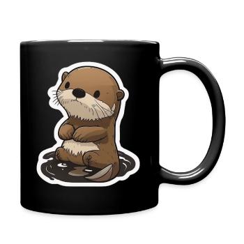 Playful otter motif - Full Colour Mug - black - Right