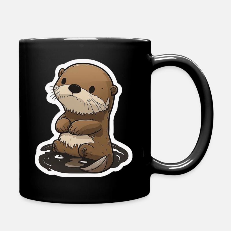 Playful otter motif - Full Colour Mug - black