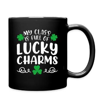 Meine Klasse ist voller Glücksbringer St. Patricks Day - Tasse einfarbig - Schwarz - Rechts