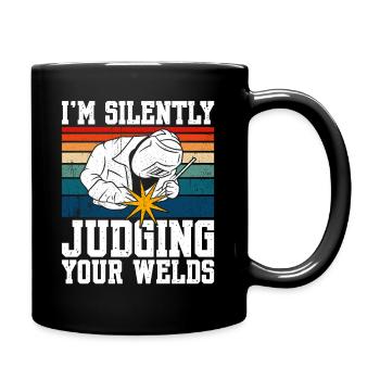 Je juge silencieusement vos soudures - Mug uni - noir - Droite