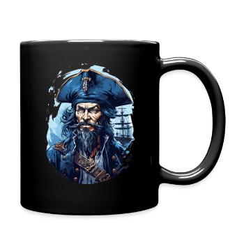 Pirat Totenkopf Jolly Roger Kostüm Geschenk - Tasse einfarbig - Schwarz - Rechts