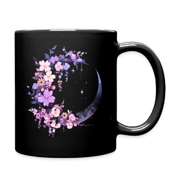 Moon purple Flowers - Full Colour Mug - black - Right